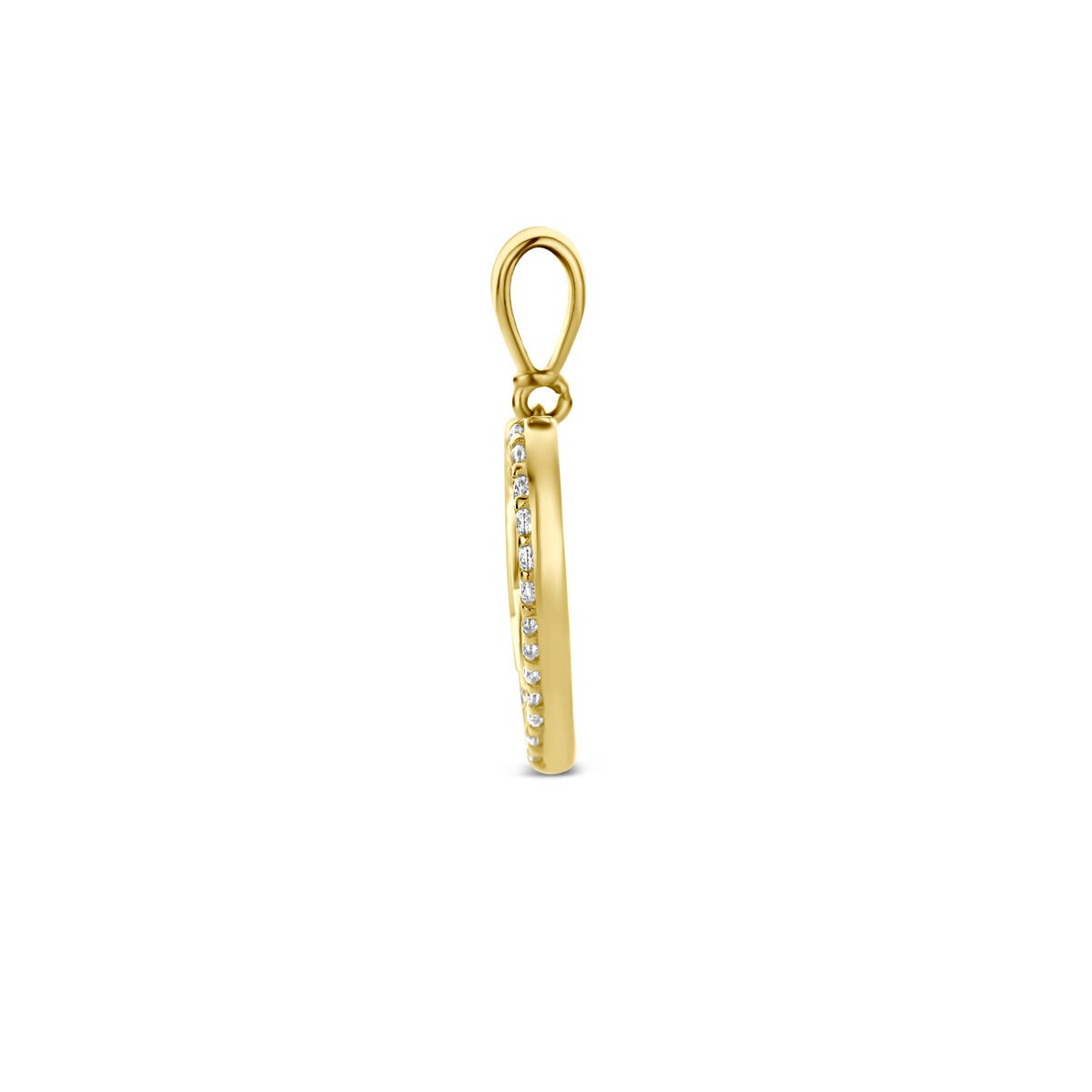 9K Gelbgoldkette mit Anhänger Doppeltes Herz Zirkonia