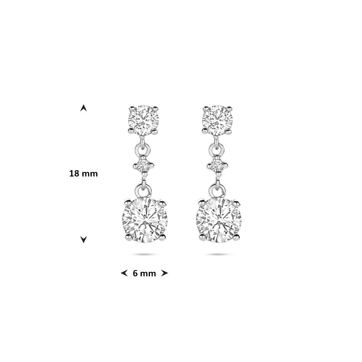 Silberne Ohrhänger mit Zirkonia – Rhodiniertes Damenschmuckstück 18 mm