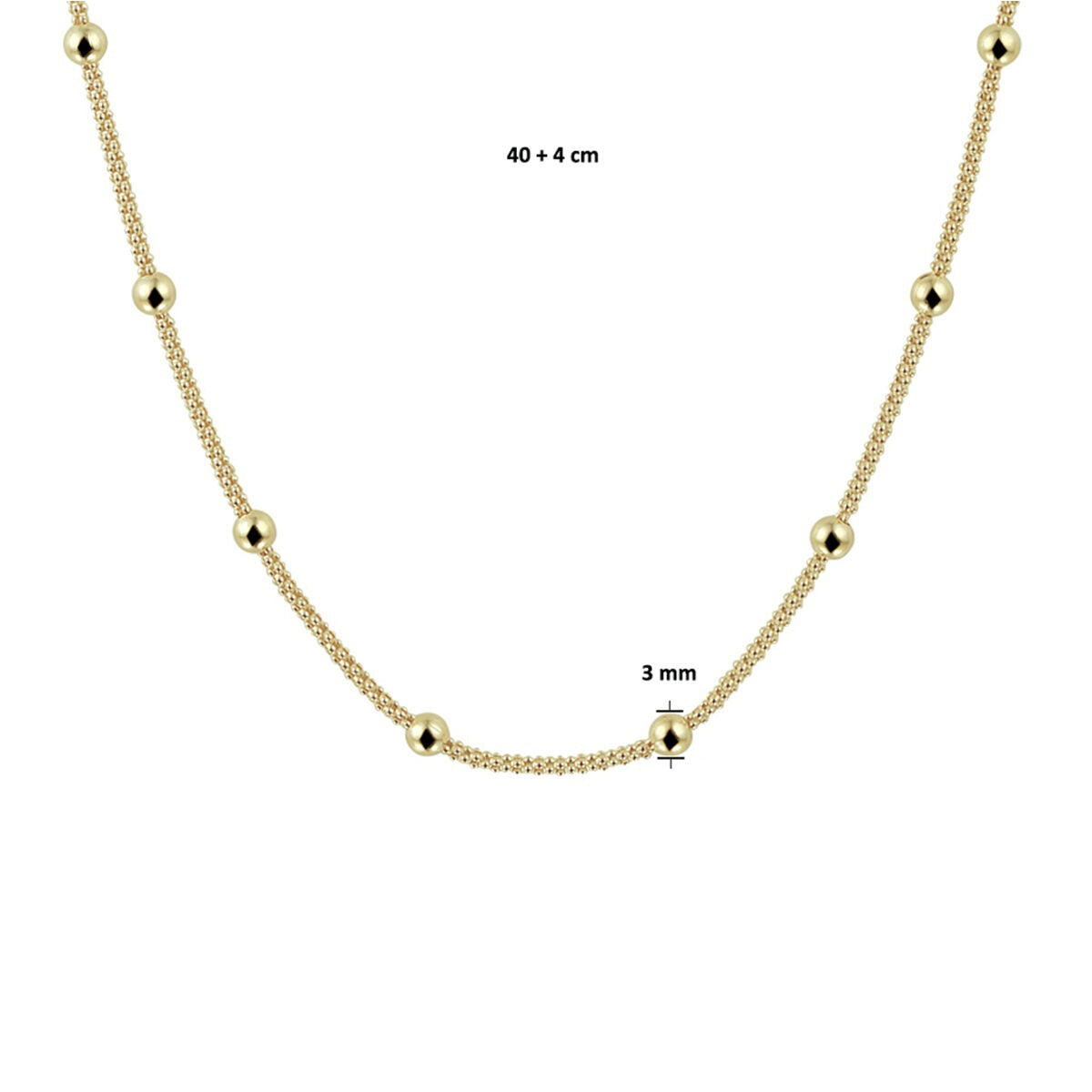 Vergoldete Silberkette mit Kügelchen – 3 mm