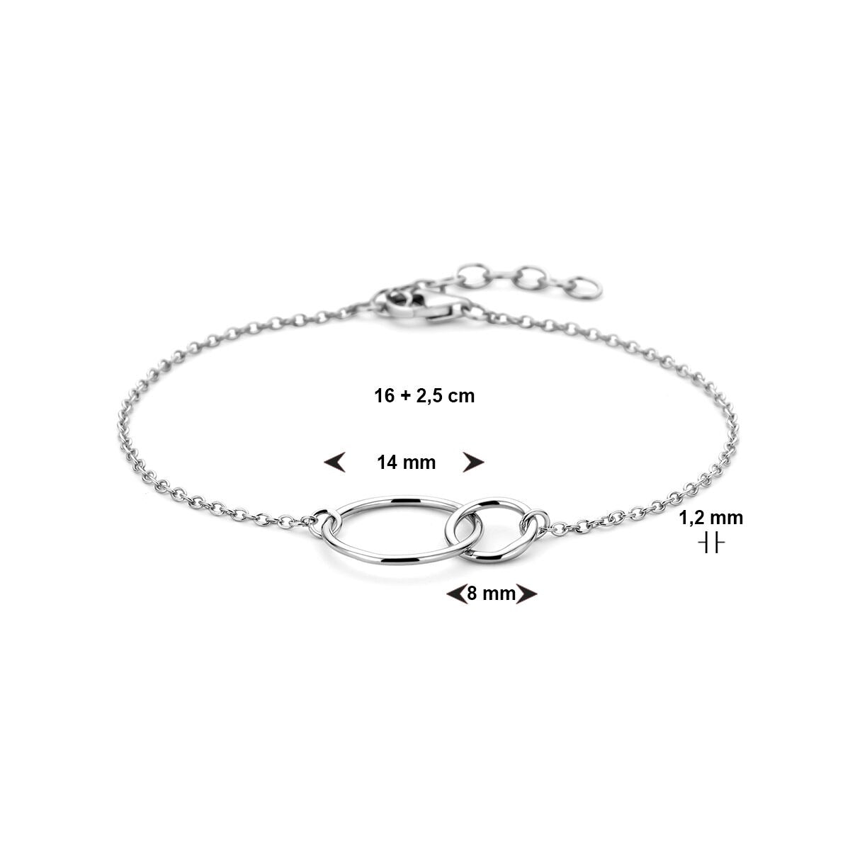 Silberarmband mit offenen Kreisen – rhodiniertes 925er Silber