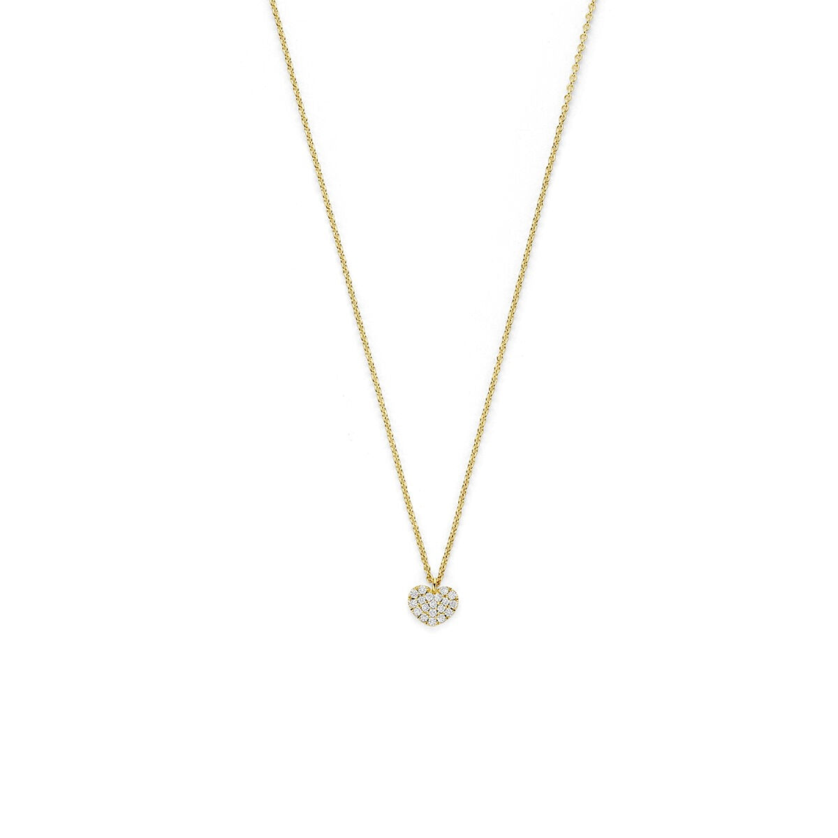 14k goldene Kette mit herzförmigem Anhänger und Diamant