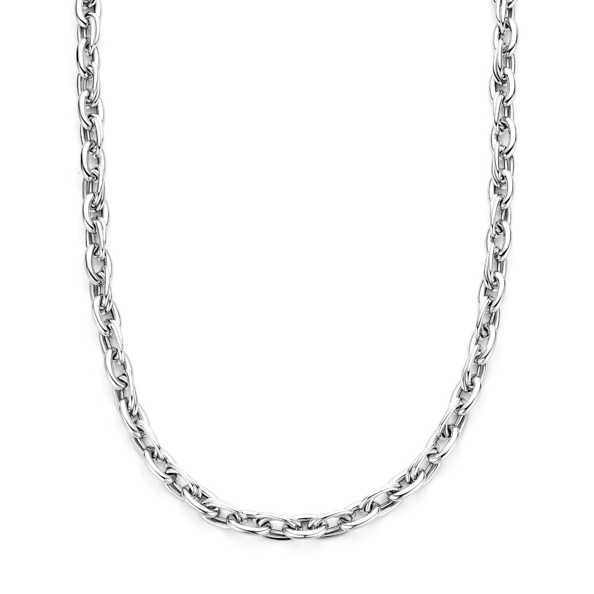 Silbernes Collier 925 rhodiniert mit groben Drahtgliedern
