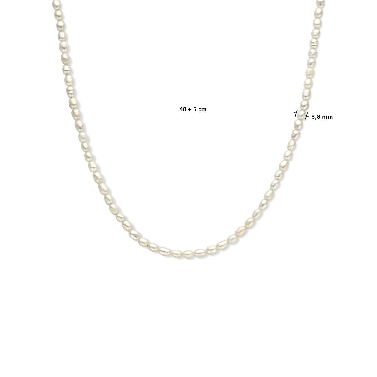 Silberne Damenhalskette – rhodiniertes Collier mit Süßwasserperlen