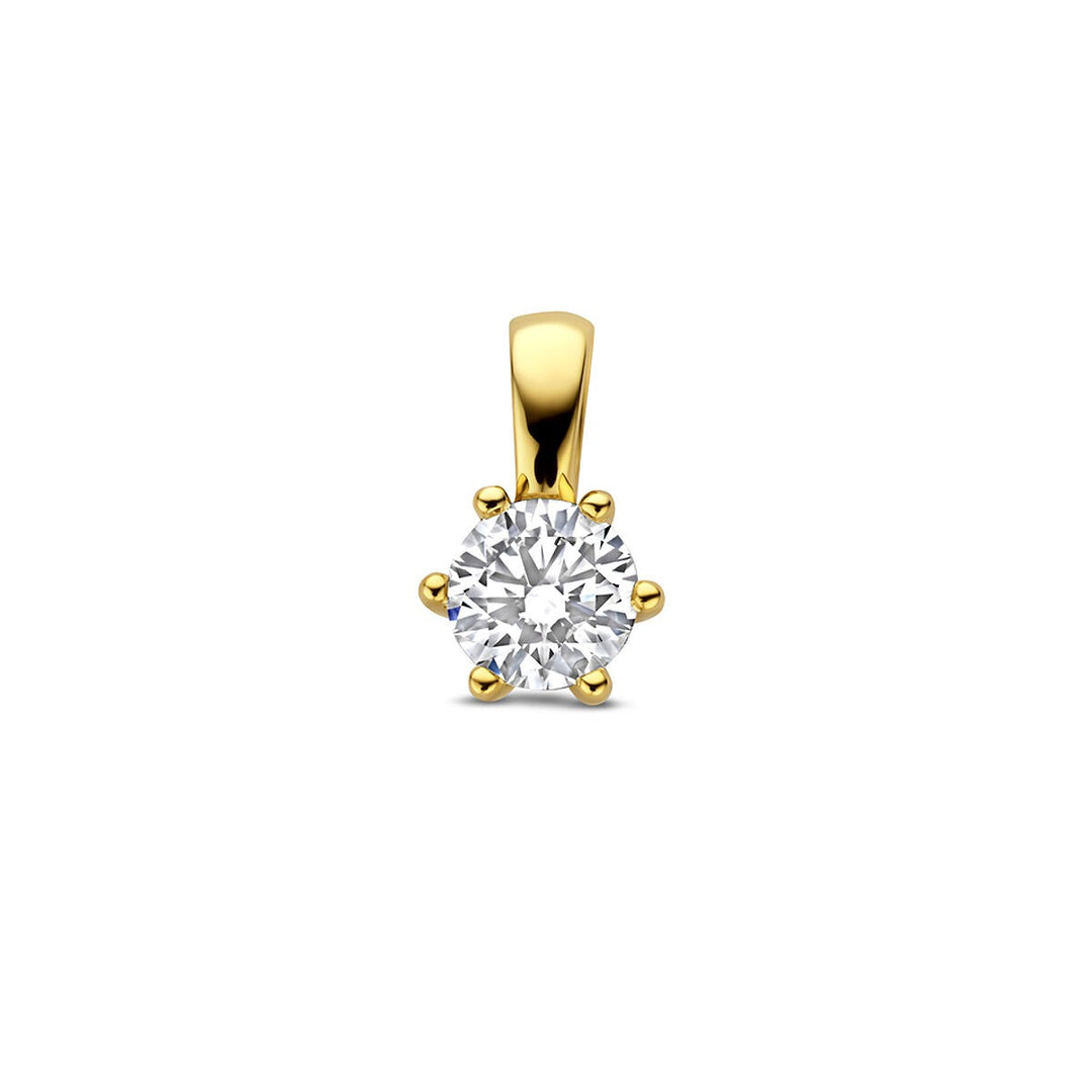 14k Geelgouden hanger met lab grown diamant