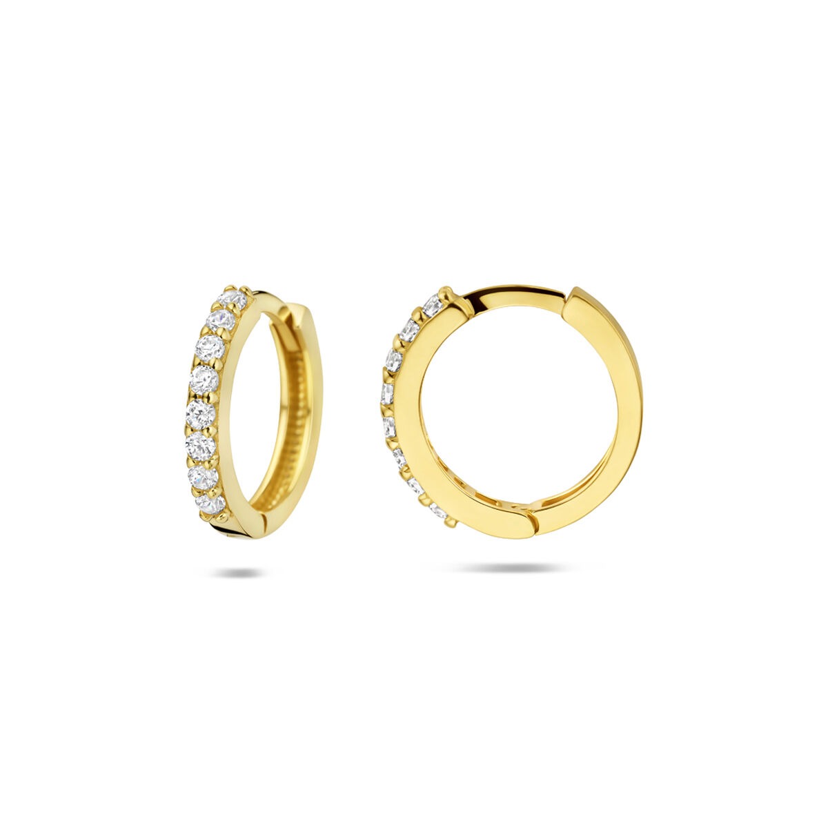 14k Gelbgold Klappcreolen mit Brillant Schliff Zirkonia