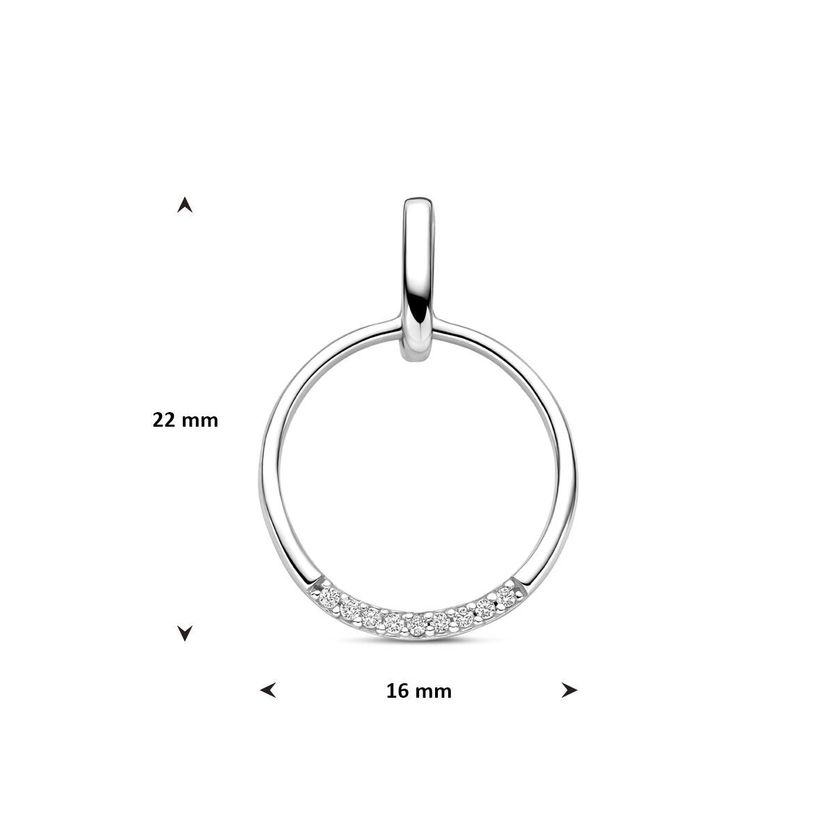 Rhodinierter Silberanhänger mit Zirkonia 22 mm