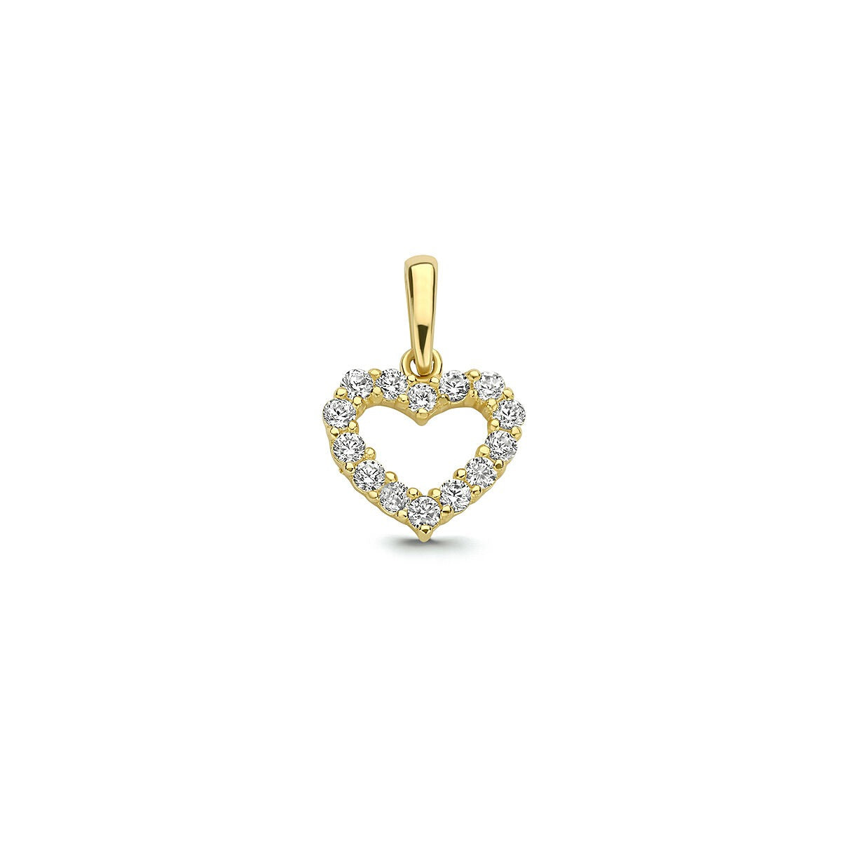 Hänger aus 9 Karat Gelbgold in Herzform mit Zirkonia-Steinen