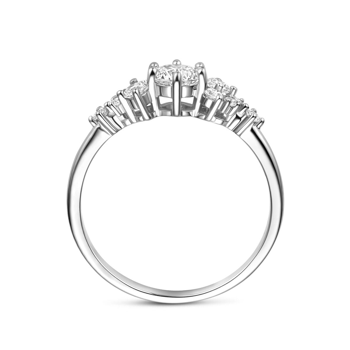 Rhodinierter 925er Silberring mit Zirkonia 6 mm