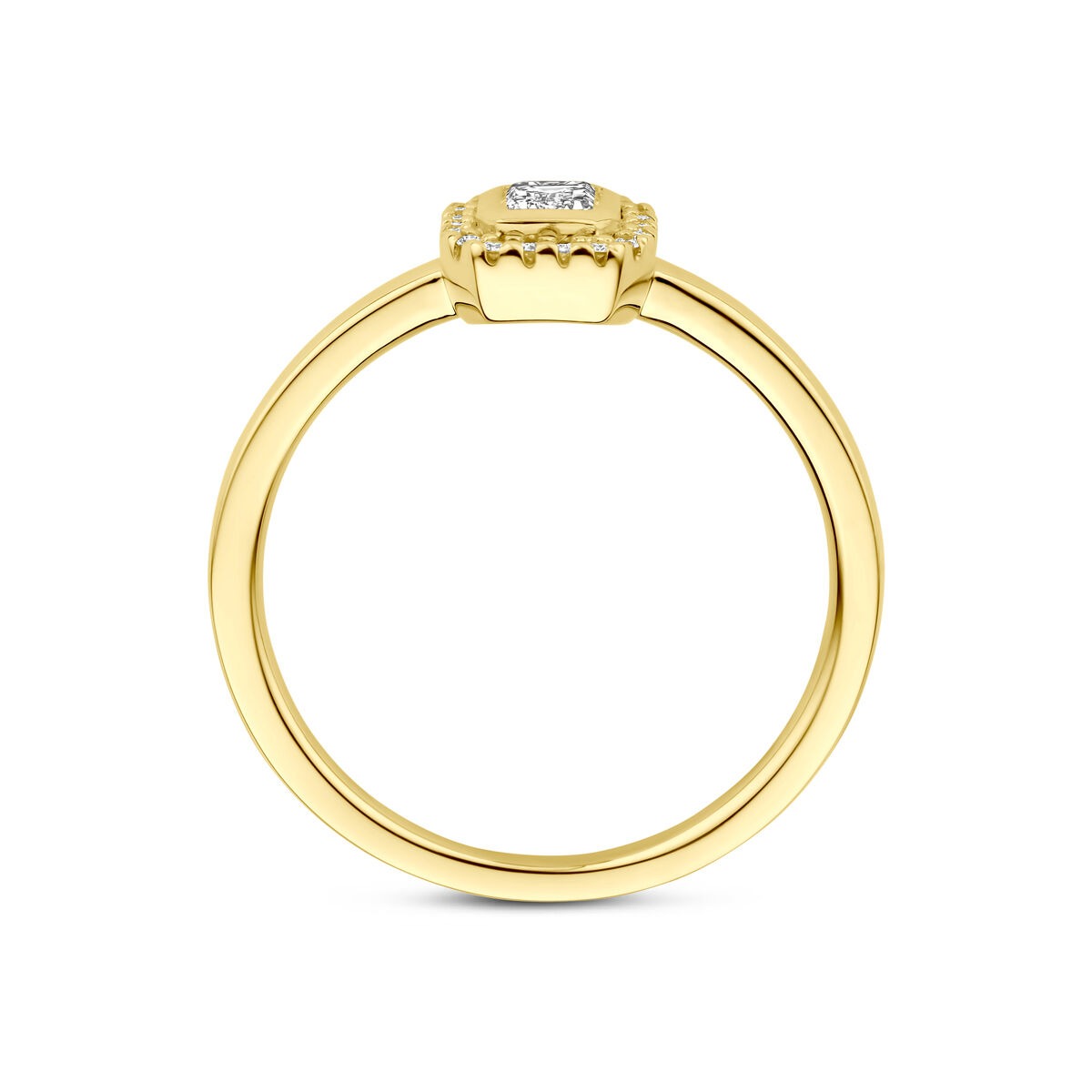 14 Karat Gelbgoldring mit Diamant im Emeraldschliff