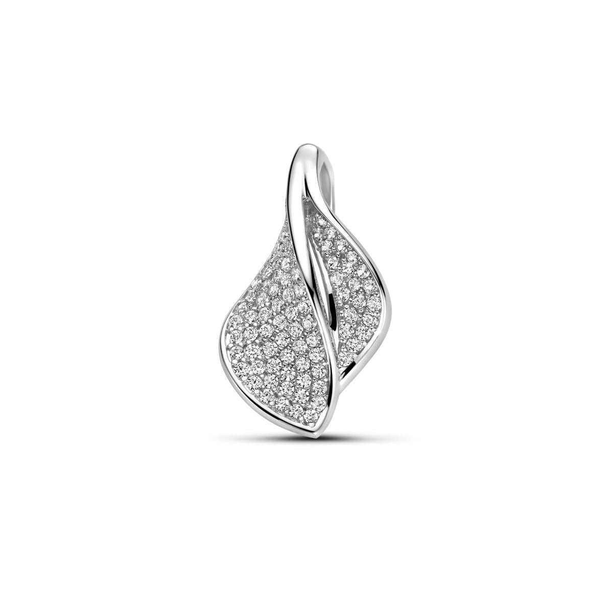 Hänger aus rhodiniertem 925 Silber mit Zirkonia in blattförmigem Design