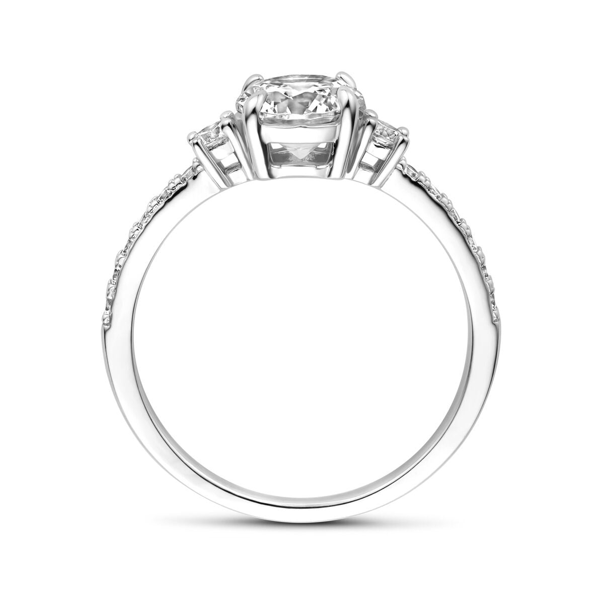 Silberring mit Zirkonia im Brillantschliff – rhodiniertes 925er Silber, 6,5 mm