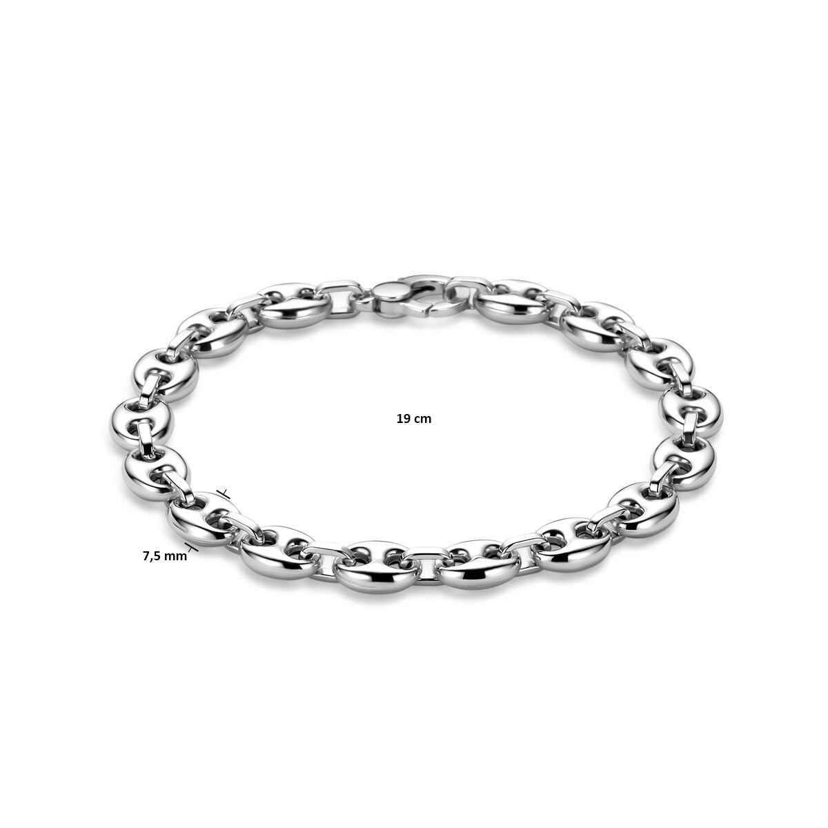 925 rhodiniertes Silberarmband mit Kaffeebohnengliedern