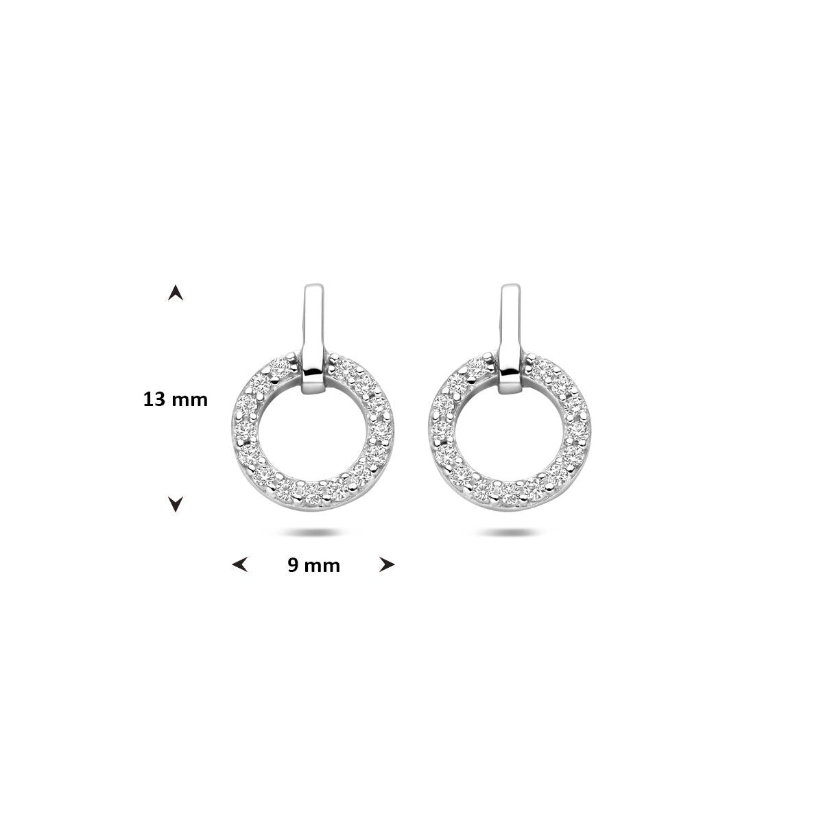 Silberne Ohrstecker mit Zirkonia-Entourage 13 mm