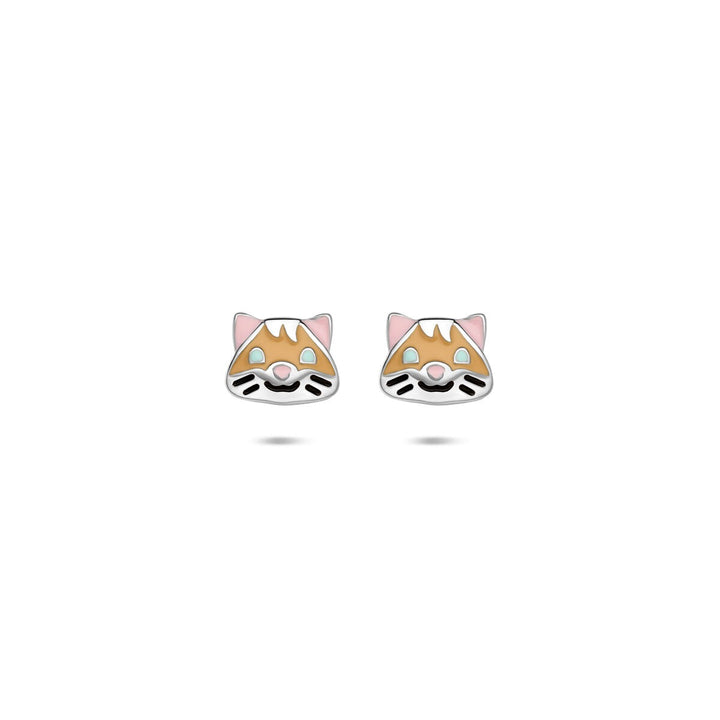 Zilveren kinder oorknoppen met emaille hamster – 5 x 6 mm