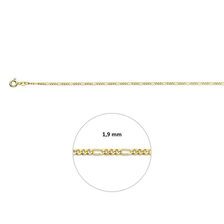9k Geelgouden Figaro Enkelbandje 1,9 mm Dames