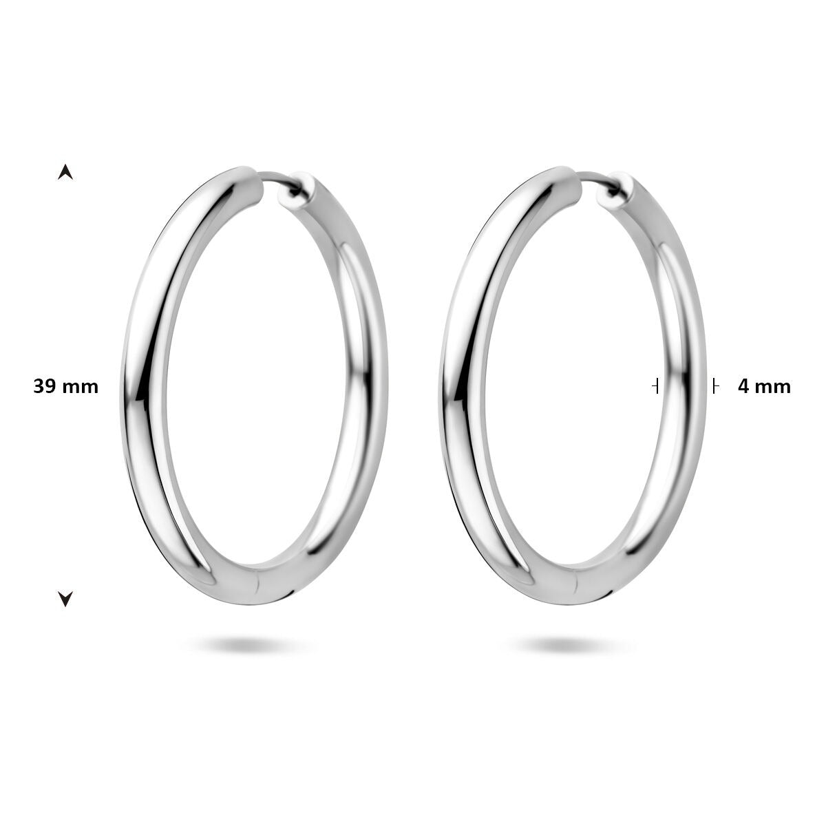 Silberne Klappcreolen – rhodiniertes 925er Silber 39 mm