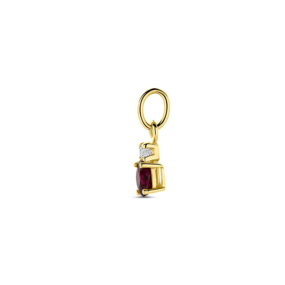 14k Gelbgoldanhänger mit Rubin und Zirkonia – 12 mm