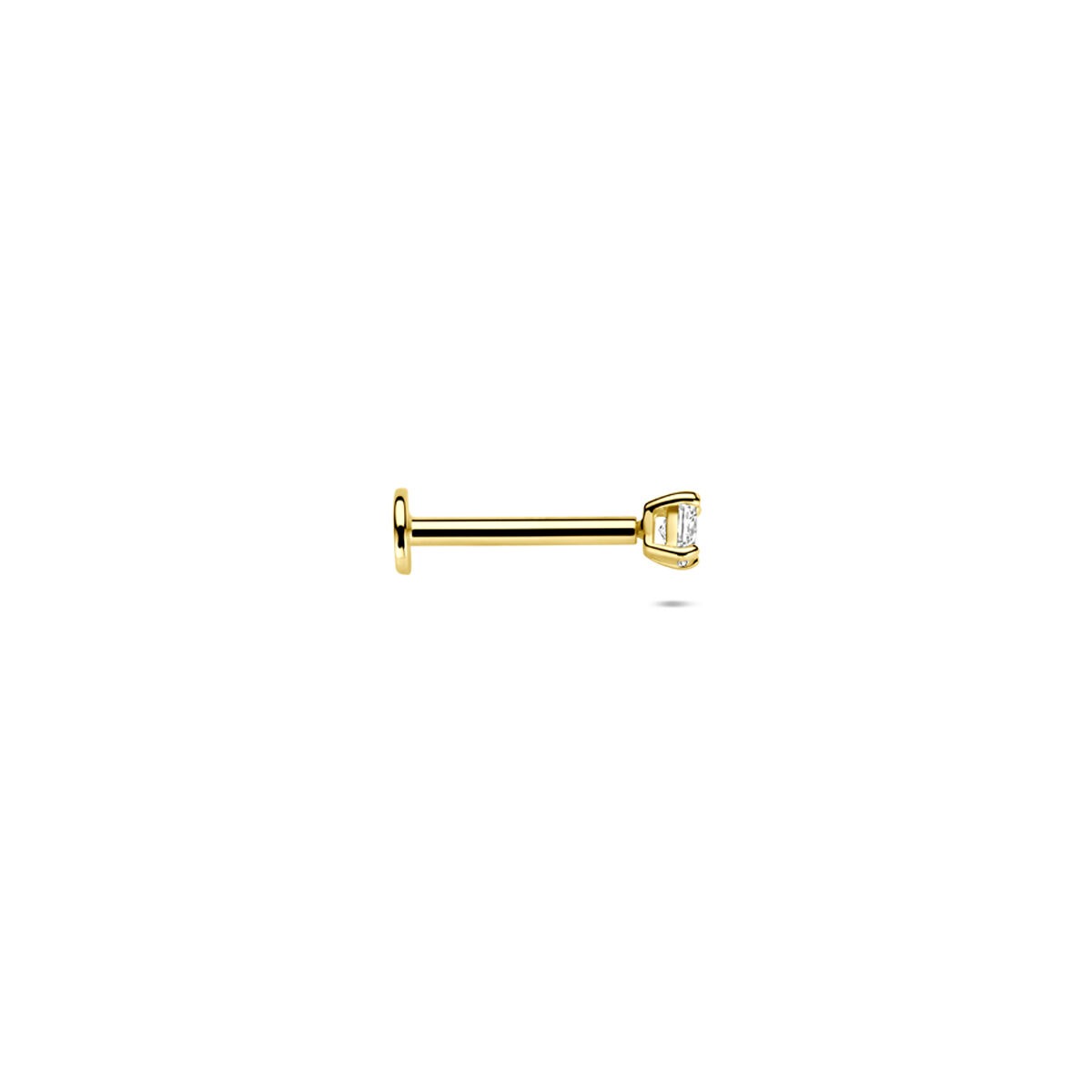 14 Karat Gold Flat Back Piercing mit Zirkonia – 2,5 mm