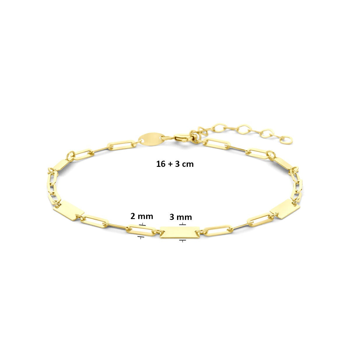 9 Karat Gelbgoldarmband mit stilvollen Plättchen