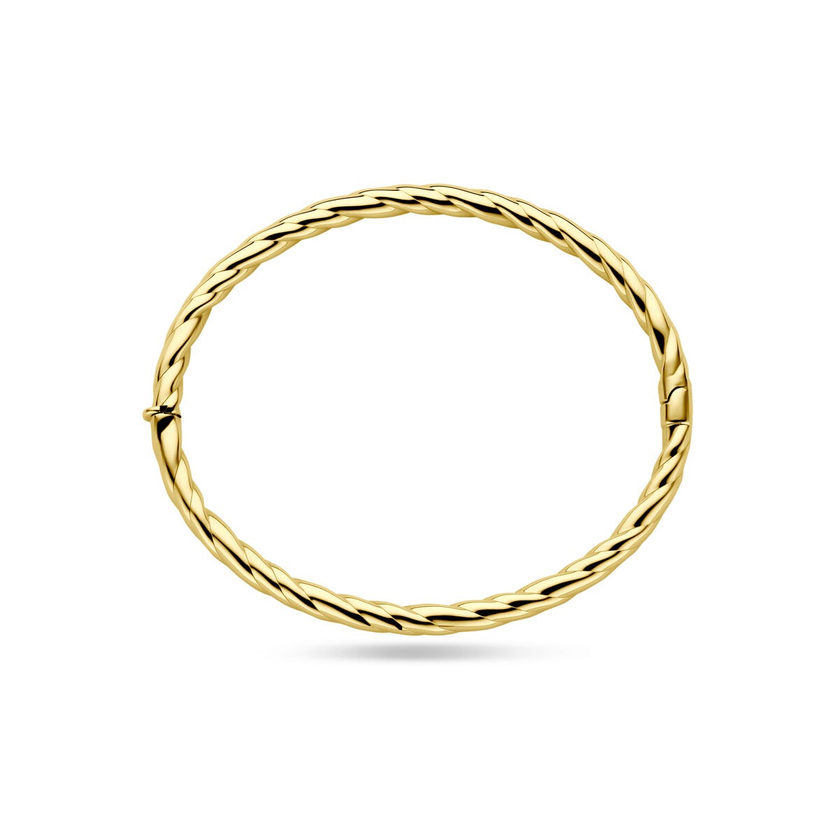 14-karätiger Gelbgold-Armreif mit gedrehtem Rohr – 4 mm breit, 60 mm Durchmesser
