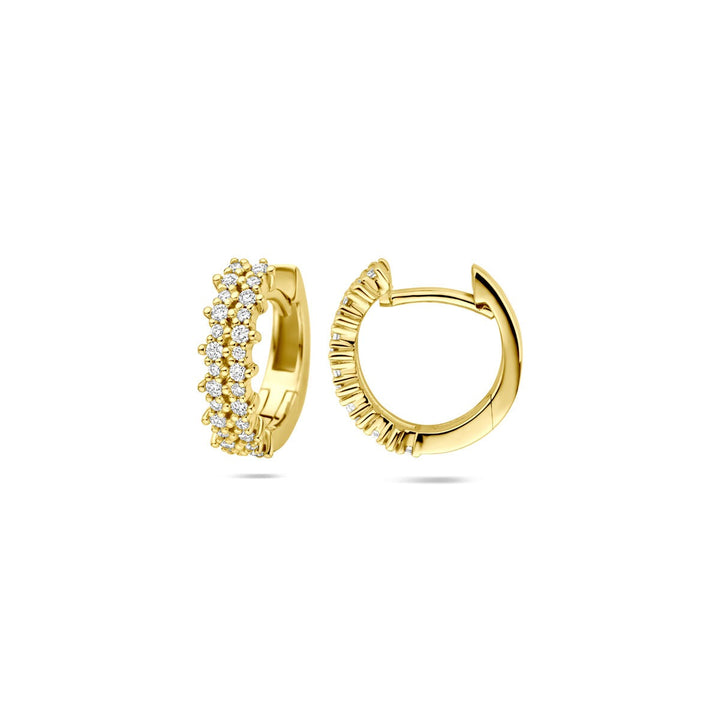 14k Geelgouden klapoorringen met diamant – 0.27 ct, 12.5 x 4 mm