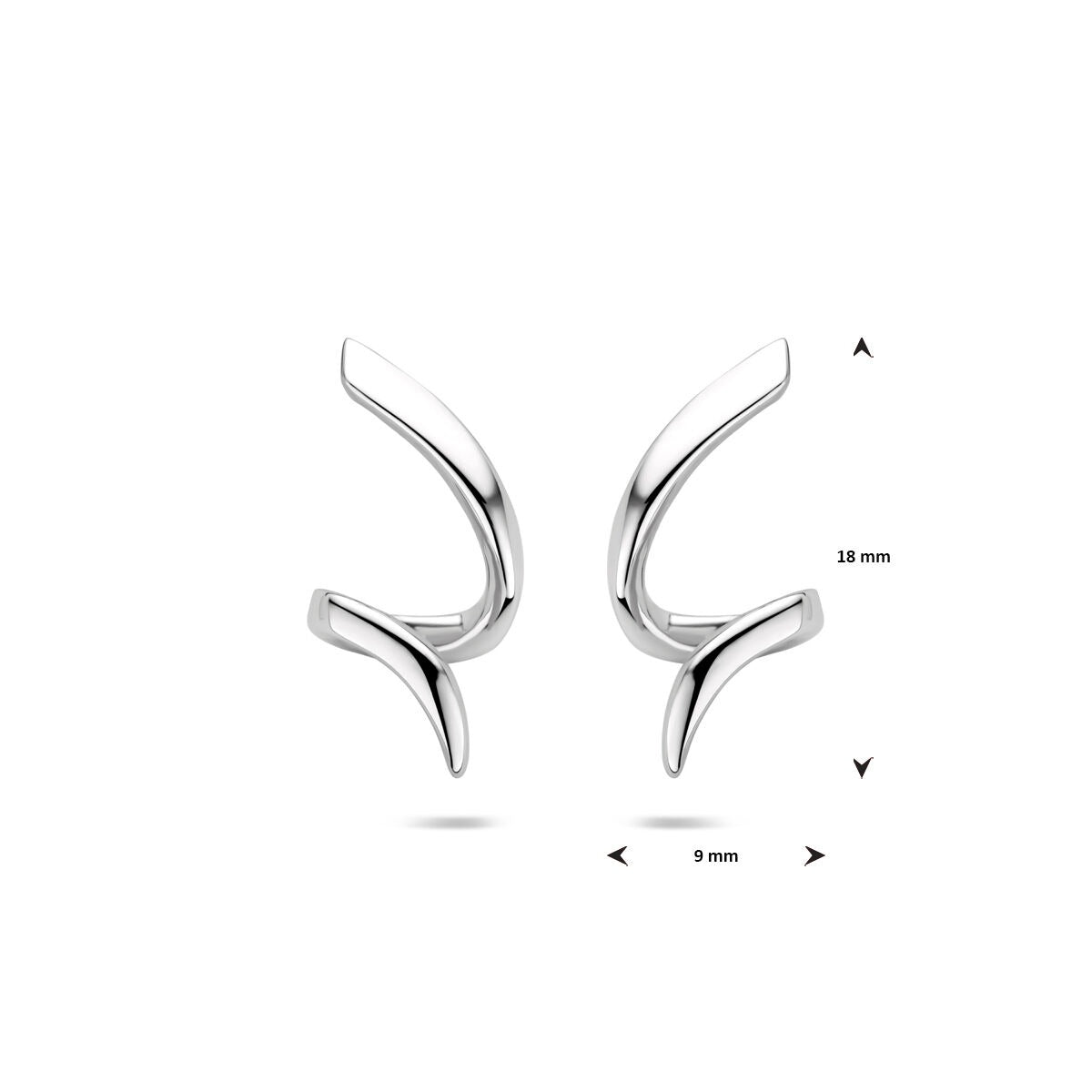 Silberne Ohrstecker, gedreht – rhodiniertes 925er Silber, 18 x 9 mm