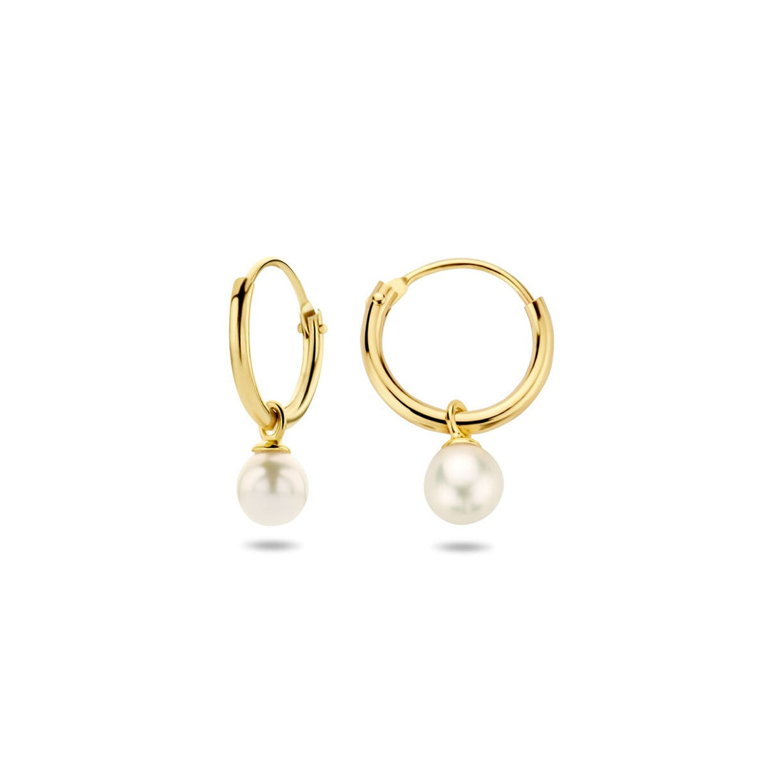 Ohrringe mit Anhänger Süßwasserperle 14K Gelbgold