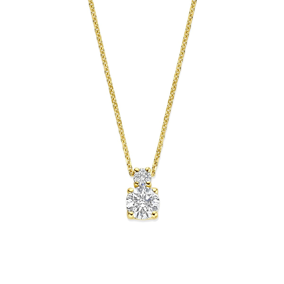 Kette aus 14k Gelbgold mit lab-grown Diamant und funkelndem Anhänger
