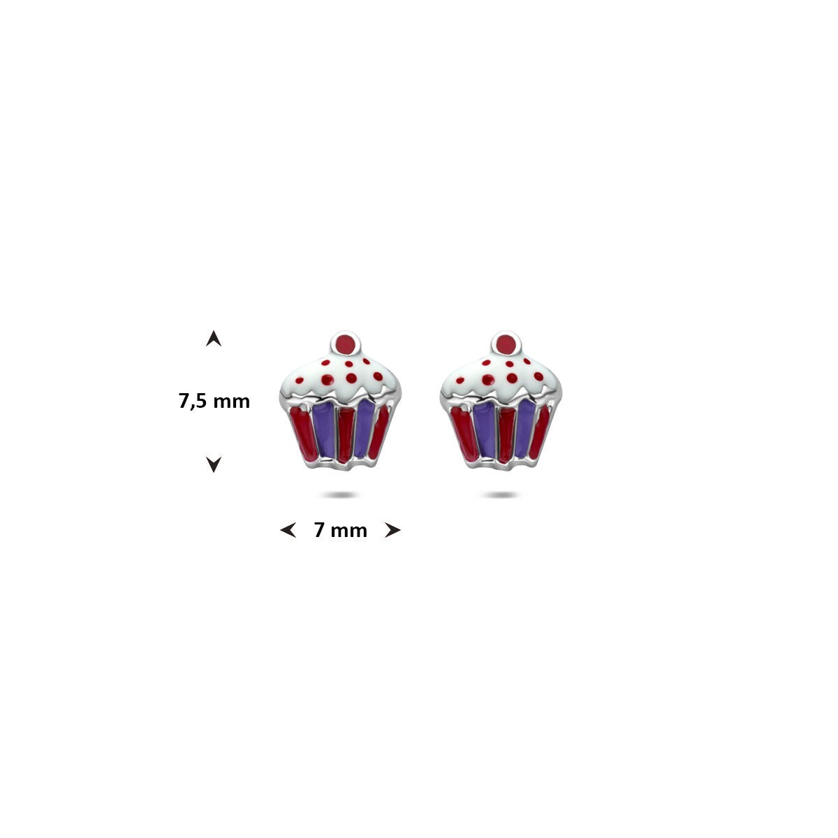 Silberne Ohrstecker Cupcake – rhodiniert Kinderschmuck 7,5 mm
