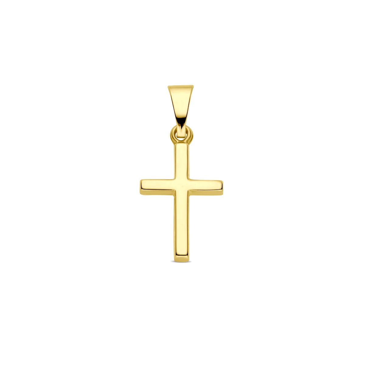 Hänger in Kreuzform aus 9 Karat Gelbgold mit glatter, polierter Oberfläche