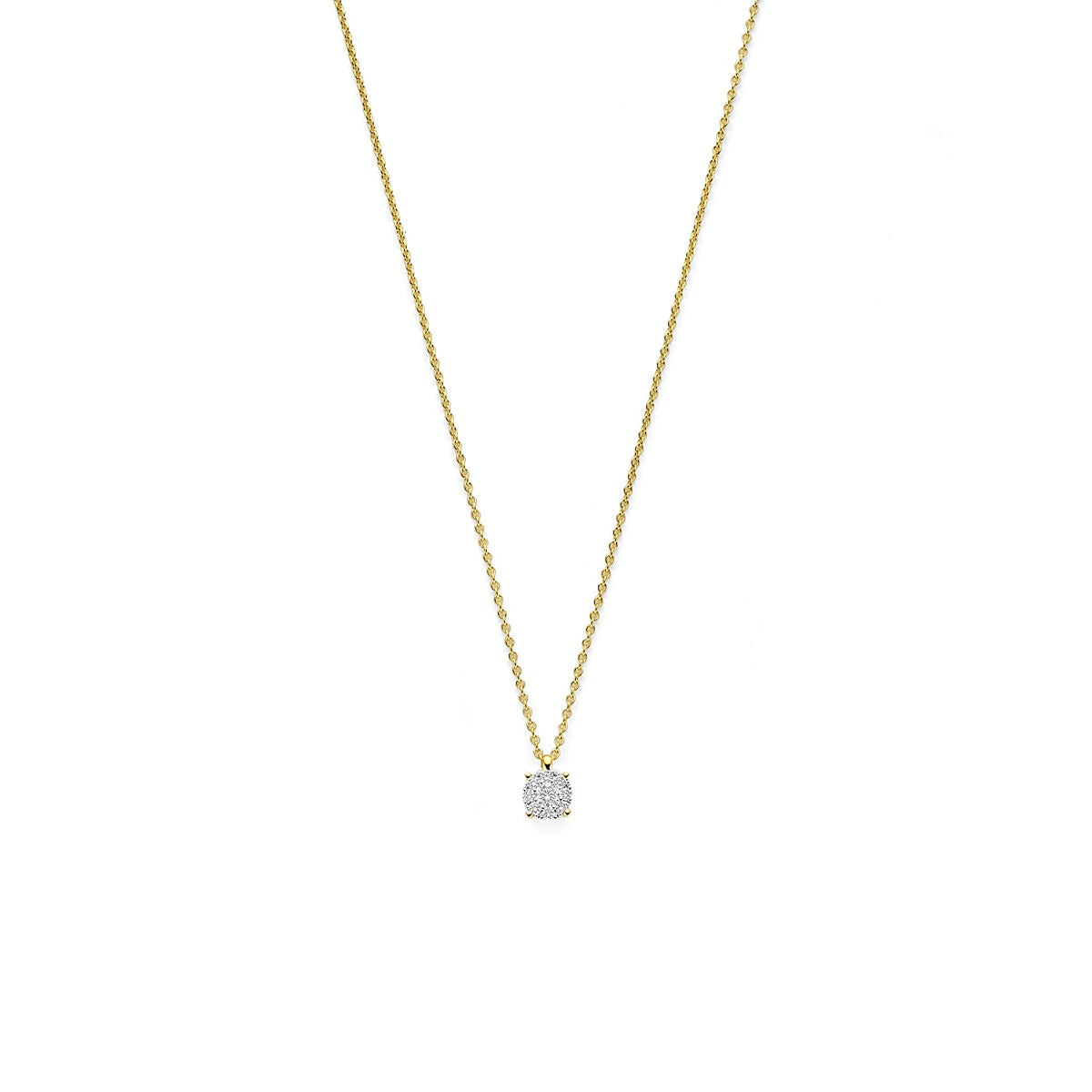 Bicolor Collier aus 14k Gold mit diamantiertem Anhänger in quadratischer Form