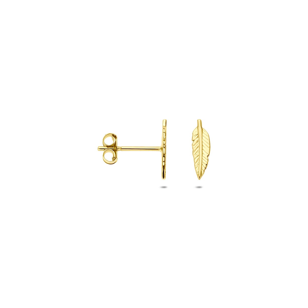 9 Karat Gelbgold Ohrstecker – blattförmiges Design