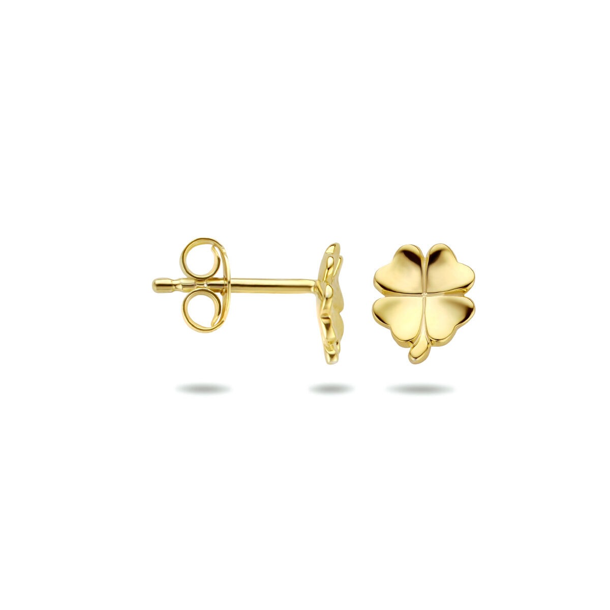 Vergoldete silberne Kleeblatt-Ohrstecker – Kinderschmuck