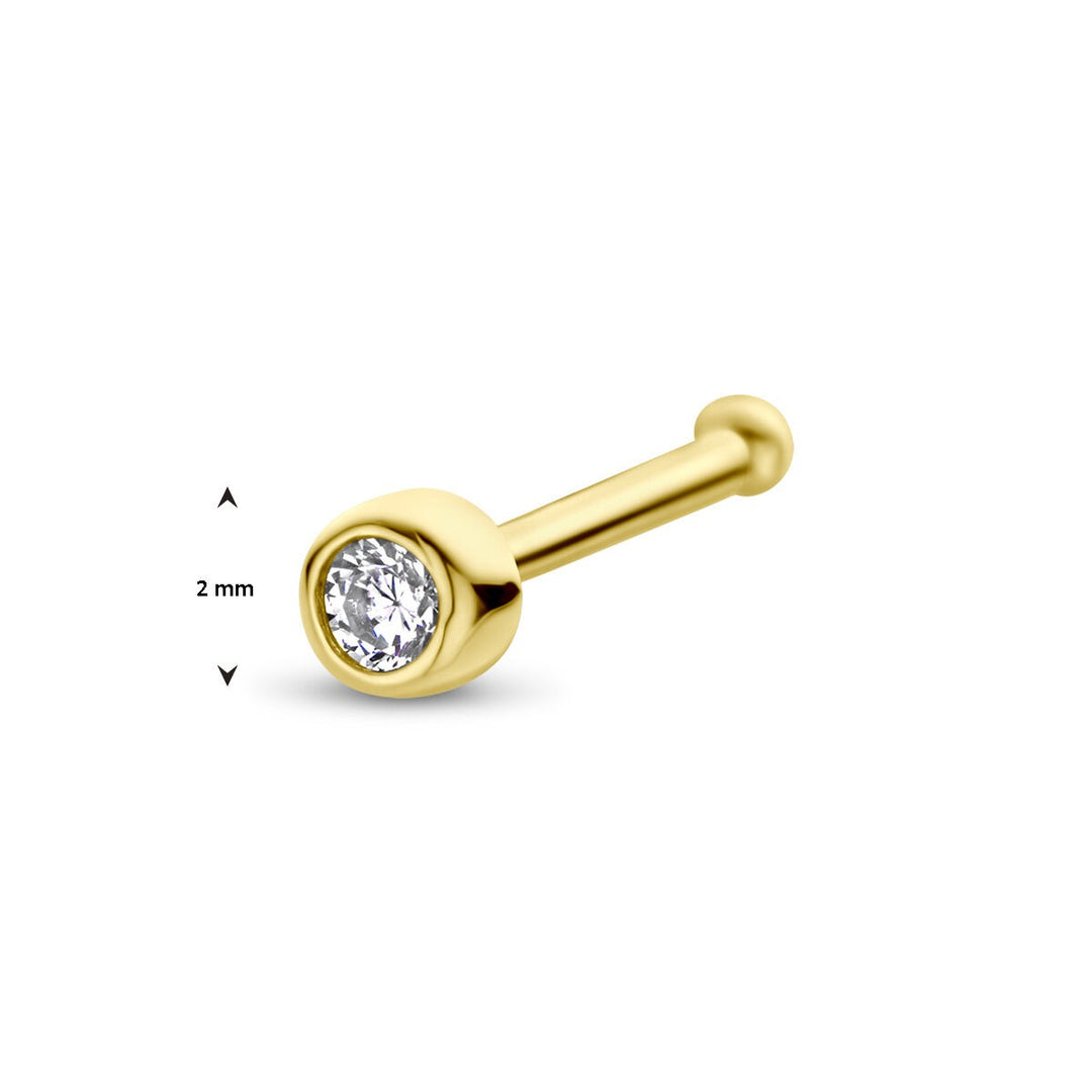 Nasenstecker Zirkonia Kugel 14K Gelbgold