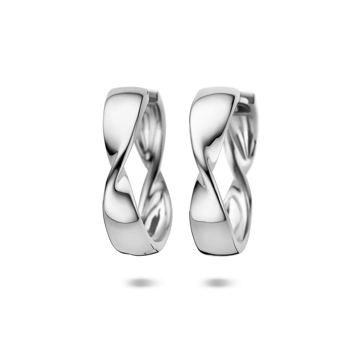 Silberne Klapp-Ohrringe für Damen mit geschwungenem Design, 25 x 6 mm