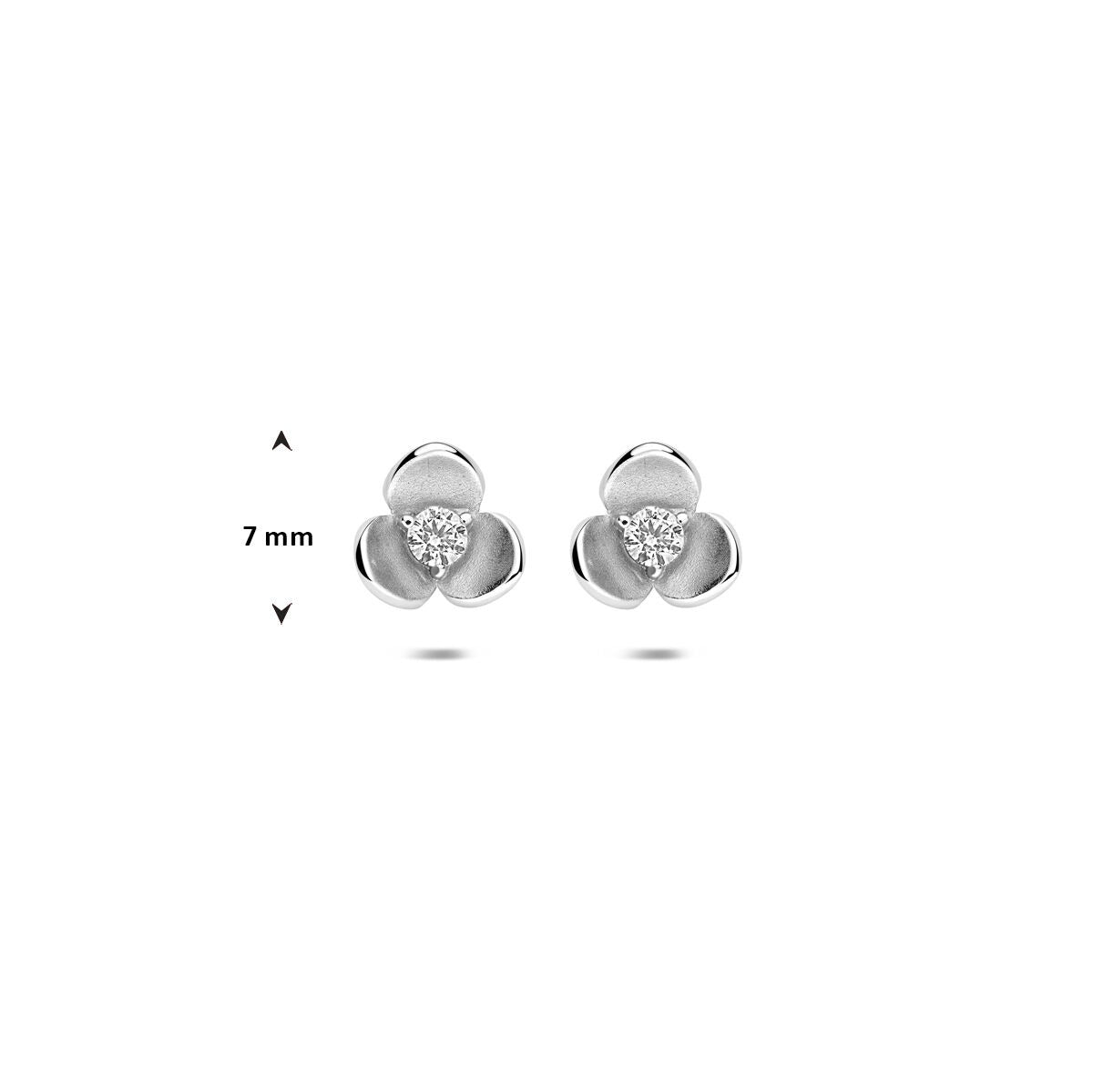 Silberohrstecker mit Zirkonia in Blumenform – 7 mm