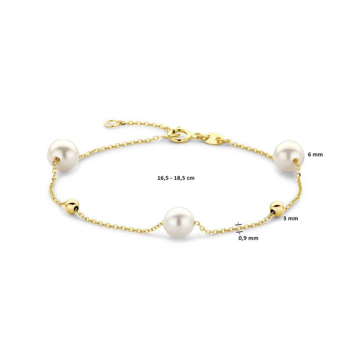 14 Karat Gelbgold Damenarmband mit Perlen und Kügelchen