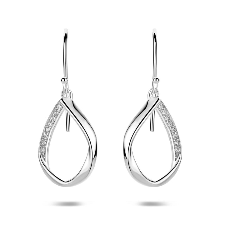 Gerhodineerd 925 zilveren druppelvormige oorhangers met zirkonia