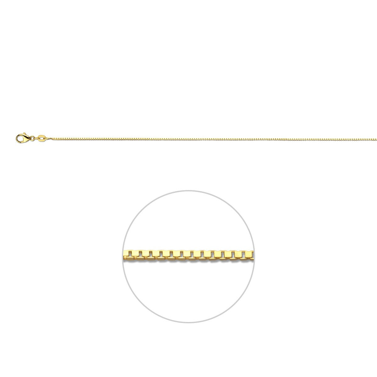 18k gelbgoldene venezianische Kette mit Karabinerverschluss und flachen Gliedern