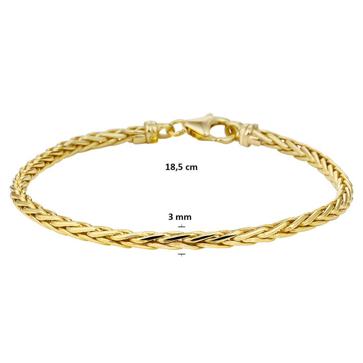 9 Karat Gelbgold Fuchsschwanzarmband mit Silberkern