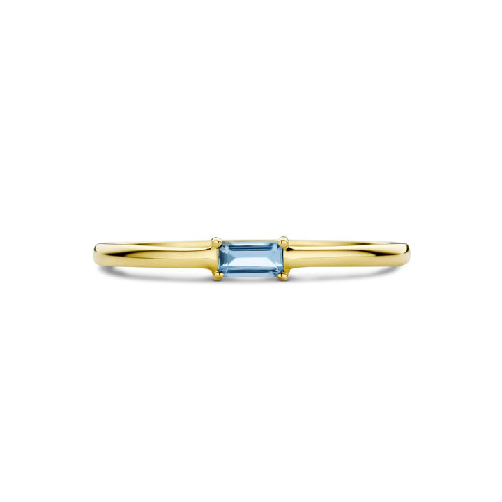 Ring mit Geburtsstein Aquamarin März 14K Gelbgold