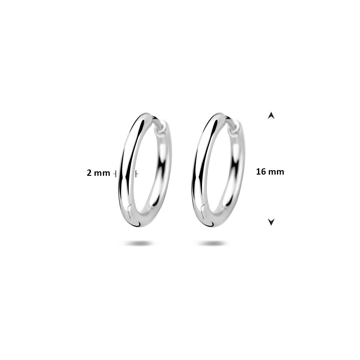 Rhodiniertes silbernes Klappcreolen für Damen – Rohrstärke 2 mm