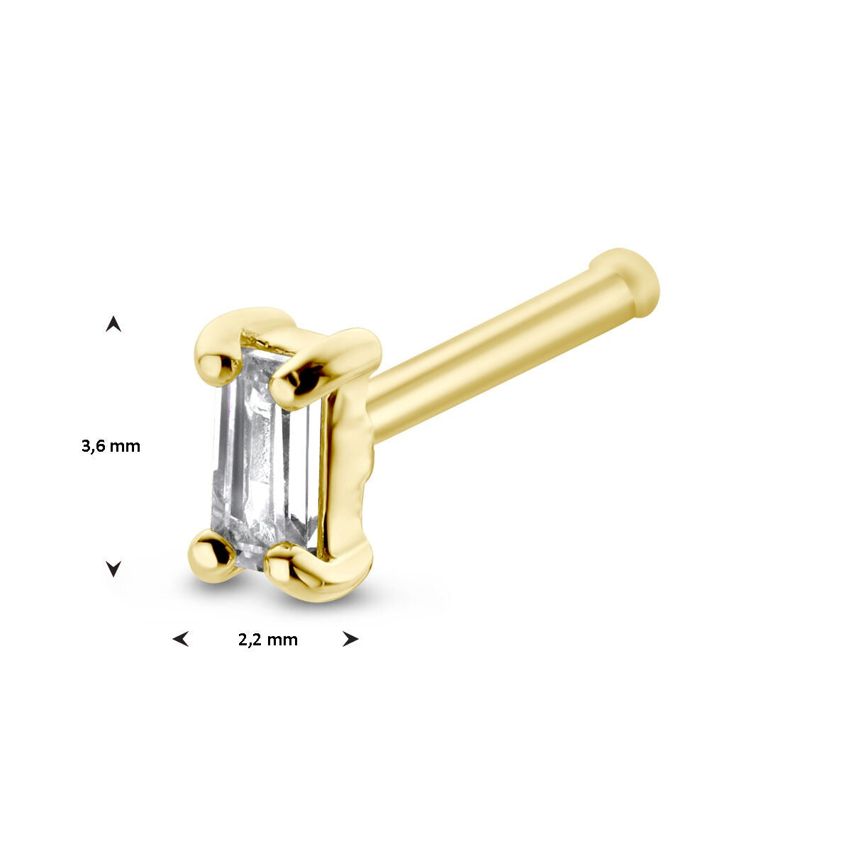 14k Gelbgold-Nasenstecker mit Baguette-Zirkonia