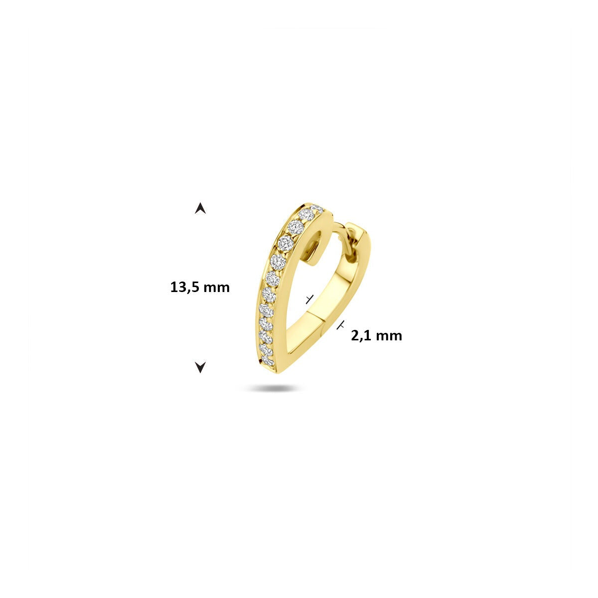 14k Gelbgold-Creole mit Herz und Diamant