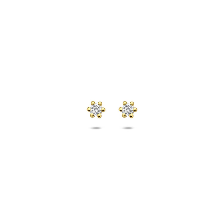 14k Geelgouden oorknoppen met lab grown diamant