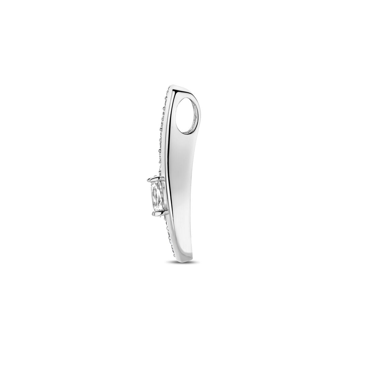 Anhänger aus rhodiniertem 925er Silber, 21 mm hoch, mit Zirkonia-Stab