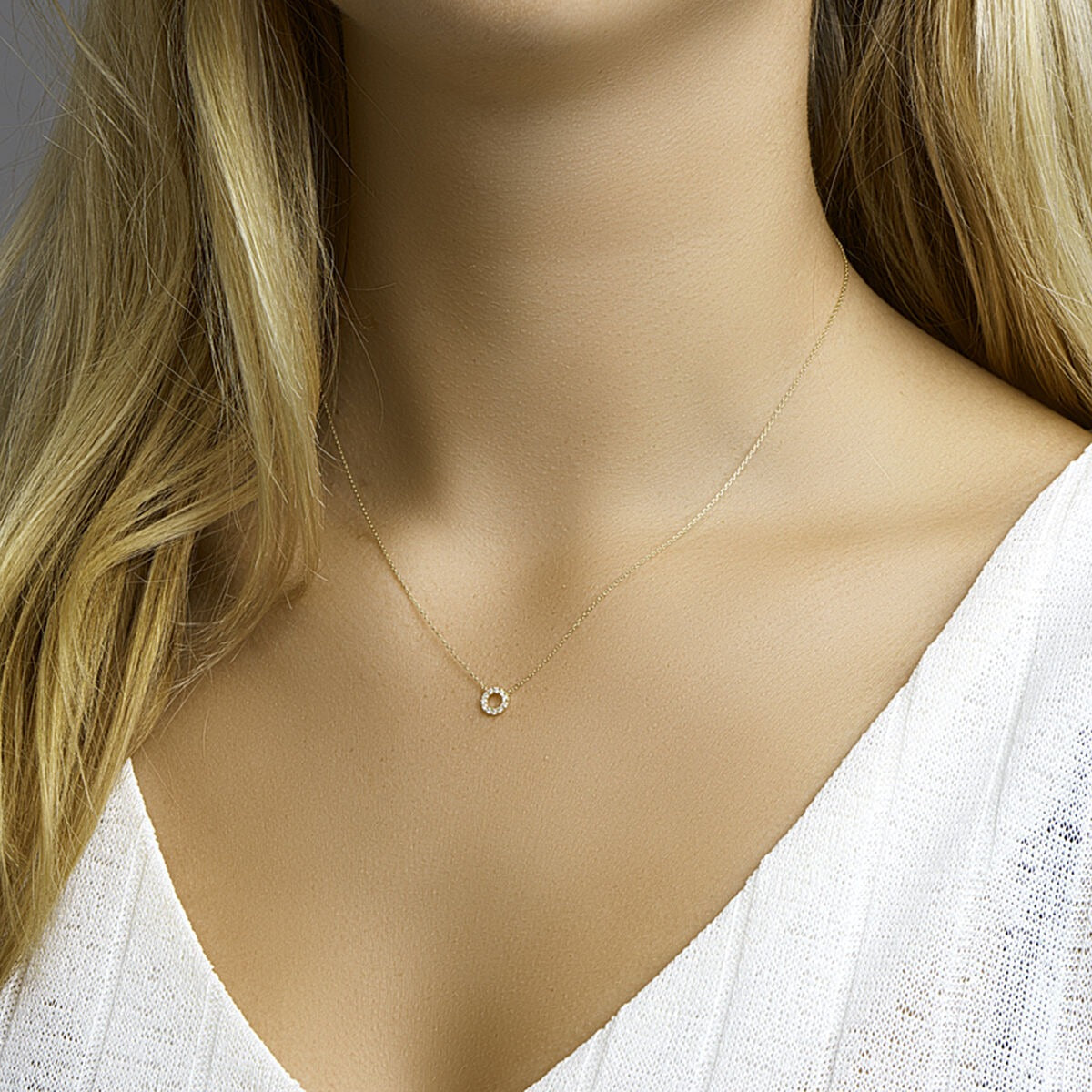 9 Karat Gelbgoldcollier mit Zirkonia