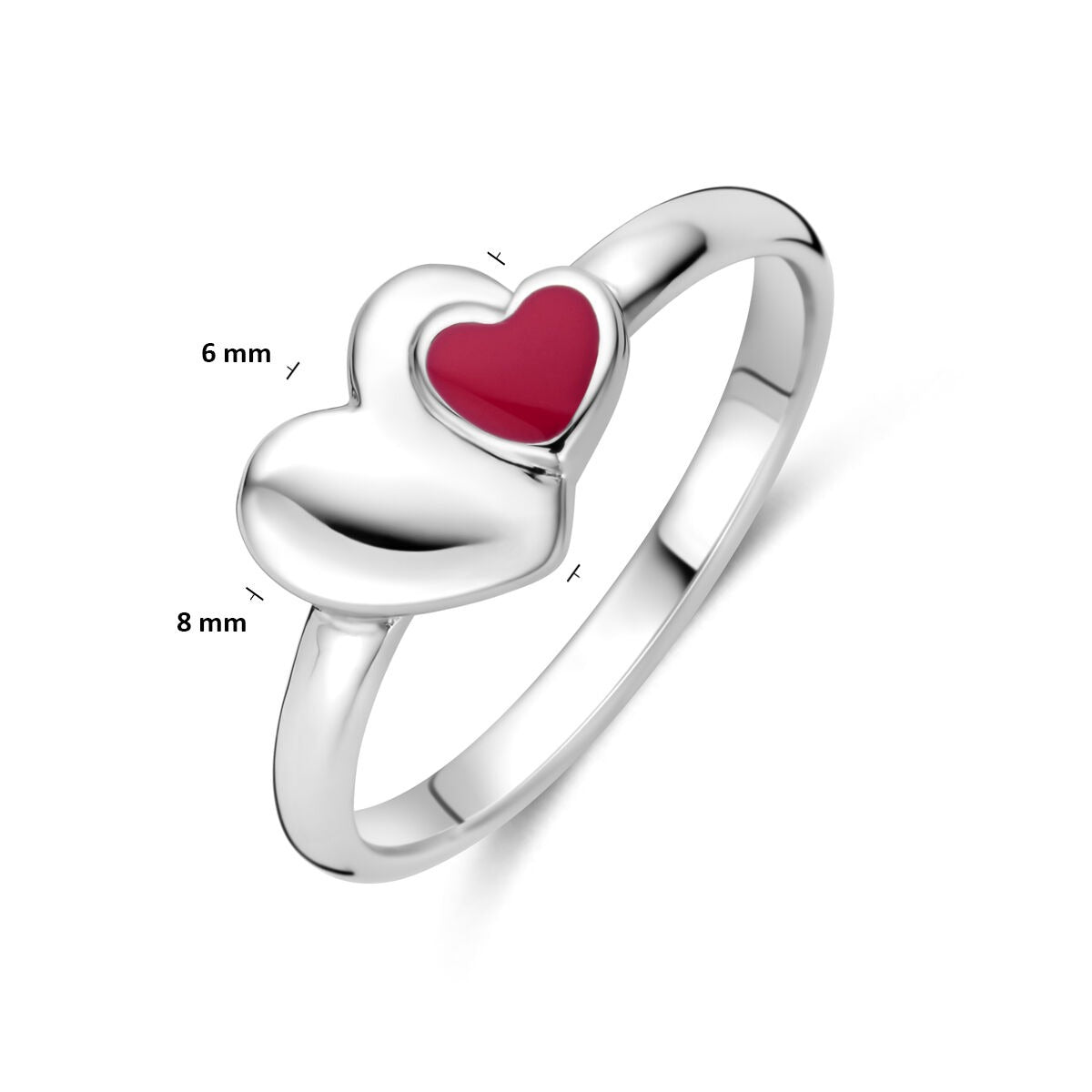 Kinderring aus Sterlingsilber mit Herz – rhodiniert, 925er Silber