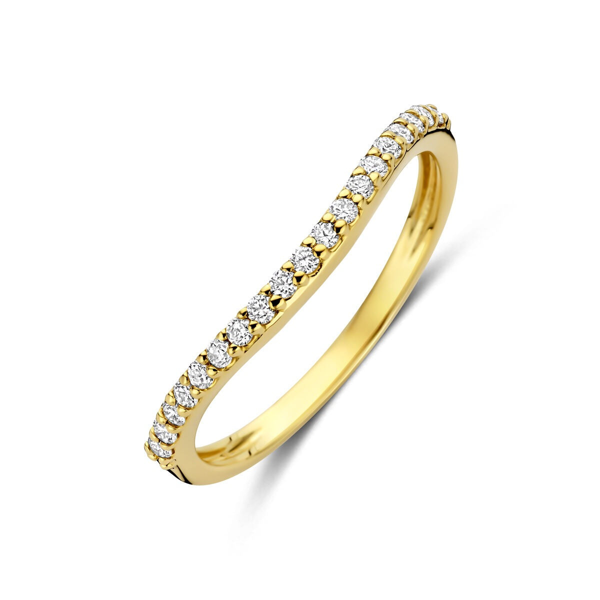 Ring aus 14k Gelbgold mit mehreren kleinen, funkelnden lab-grown Diamanten