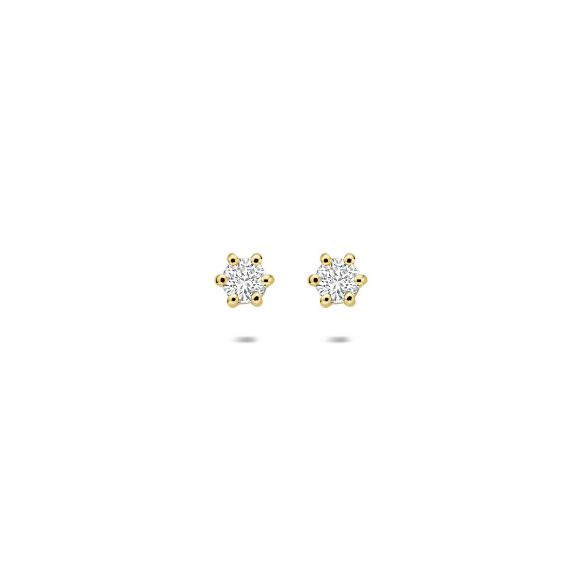 14k gelbgoldene Ohrstecker mit lab-grown Diamanten in Blumenform